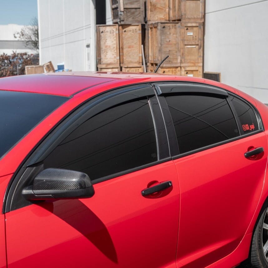 2008-2009 Pontiac G8 Window Visors Wind Deflectors Rain Guards Tape-On EOS Visors Smoke Tinted 