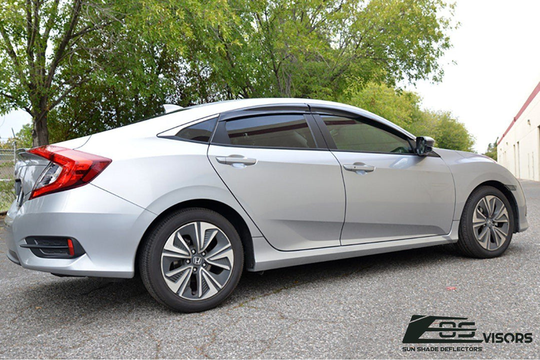 2016-Up Honda Civic Sedan Tape-On Window Visors Wind Deflectors Rain Guards Tape-On EOS Visors 